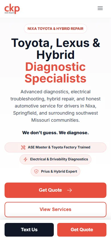 CKP Auto Repair Homepage mobile screenshot