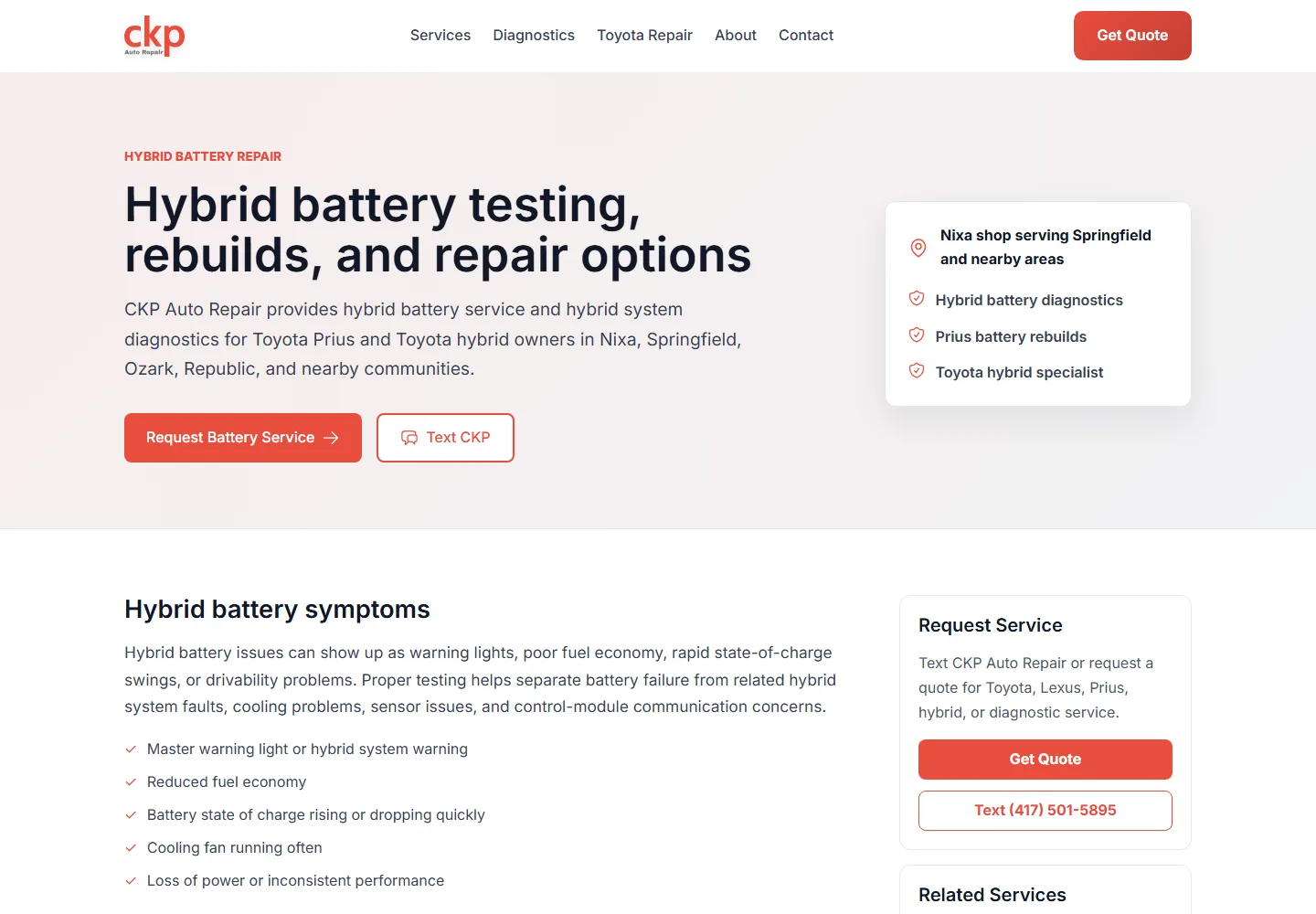 CKP Auto Repair Hybrid Battery Repair screenshot