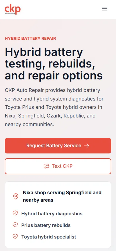 CKP Auto Repair Hybrid Battery Repair mobile screenshot