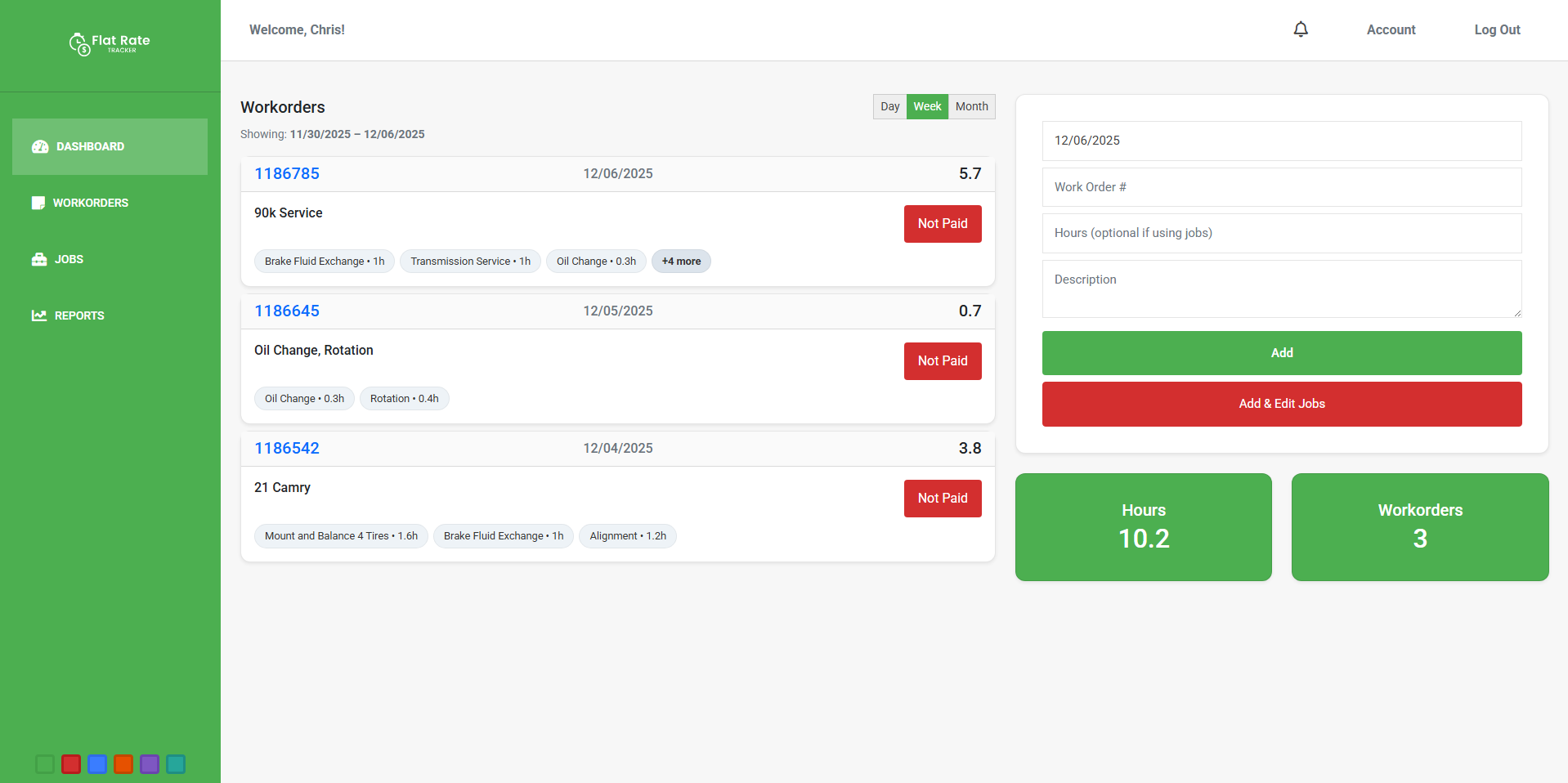 Flat Rate Tracker website preview